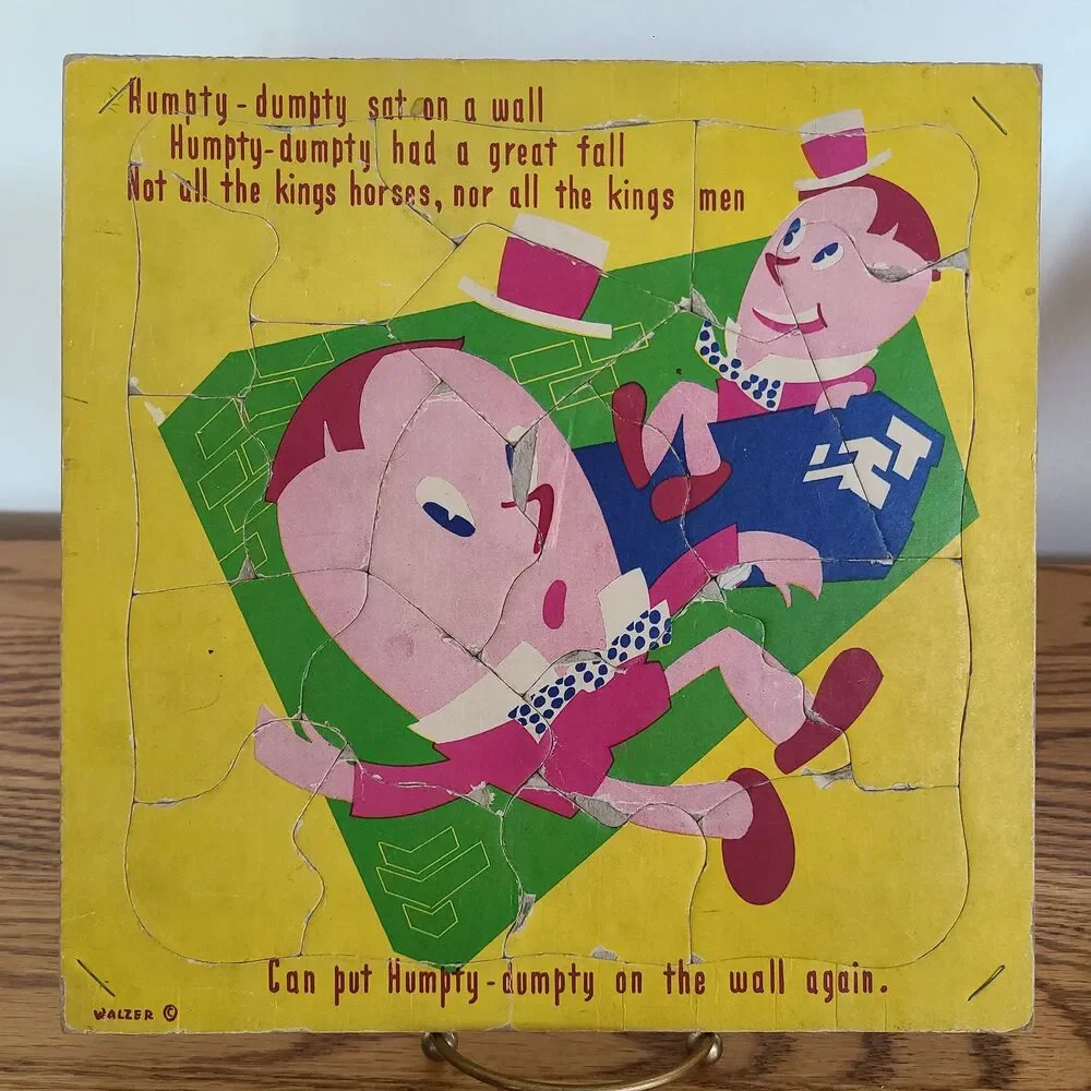 Vintage Walzer 1940s Cardboard Picture Puzzles Humpty Dumpty Little Miss Muffet